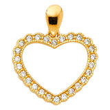 14K Yellow Gold CZ Full-Outline Open Heart Pendant