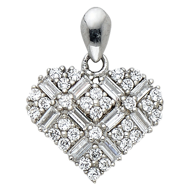 14K Gold Invisible-Set CZ Heart Pendant