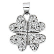 14K White Gold Stone-Accented Clover Pendant on White Background