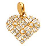 14K Gold Invisible-Set CZ Heart Pendant