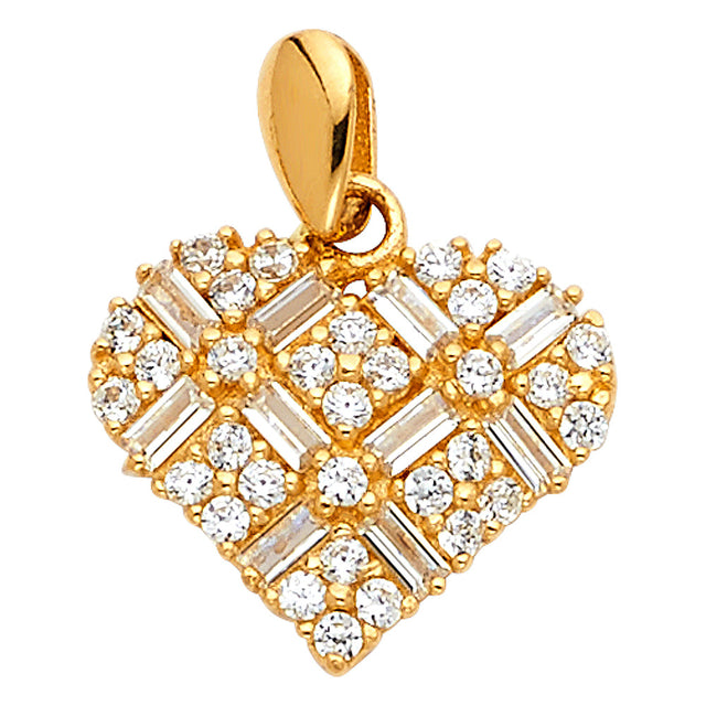 14K Gold Invisible-Set CZ Heart Pendant