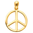 14K Yellow Gold Peace Sign Pendant on White Background