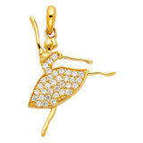 14K Yellow Gold Stone-Accented Dancer Pendant on White Background