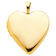 14K Yellow Gold Heart Locket Pendant on White Background