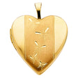14K Yellow Gold Diamond-Cut Heart Locket Pendant on White Background