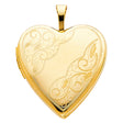 14K Yellow Gold Engraved Heart Locket Pendant