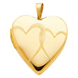 14K Yellow Gold Diamond-Cut Pattern Heart Locket Pendant