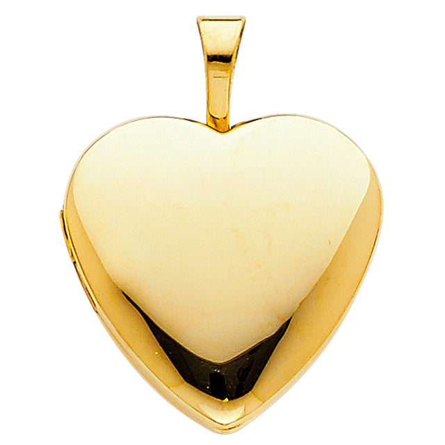 14K Yellow Gold Puff Heart Locket Pendant