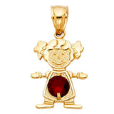14K Yellow Gold Girl Birthstone Pendant