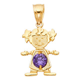 14K Yellow Gold Girl Birthstone Pendant