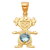 14K Yellow Gold Girl Birthstone Pendant