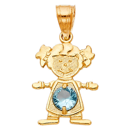 14K Yellow Gold Girl Birthstone Pendant