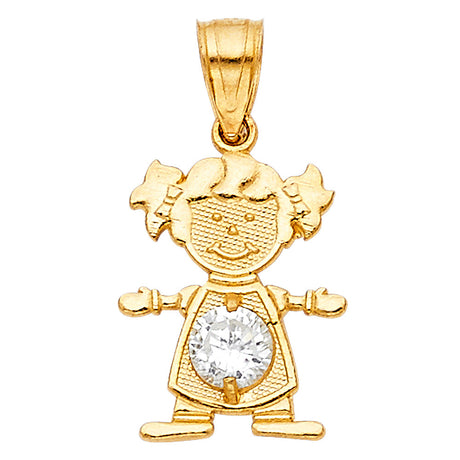 14K Yellow Gold Girl Birthstone Pendant