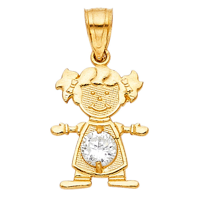 14K Yellow Gold Girl Birthstone Pendant