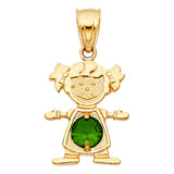 14K Yellow Gold Girl Birthstone Pendant