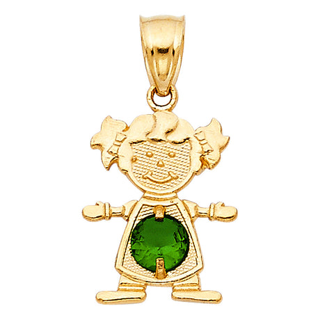 14K Yellow Gold Girl Birthstone Pendant