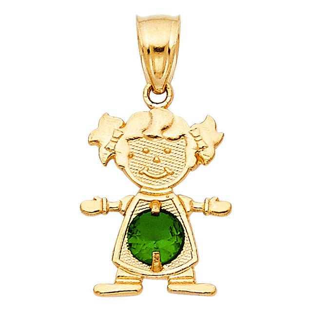14K Yellow Gold Girl Birthstone Pendant