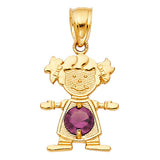 14K Yellow Gold Girl Birthstone Pendant