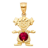14K Yellow Gold Girl Birthstone Pendant