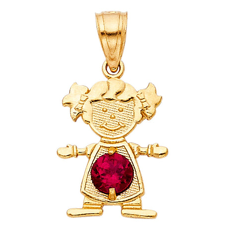 14K Yellow Gold Girl Birthstone Pendant