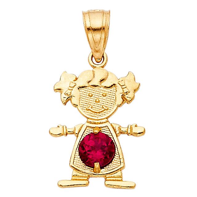 14K Yellow Gold Girl Birthstone Pendant