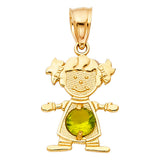 14K Yellow Gold Girl Birthstone Pendant