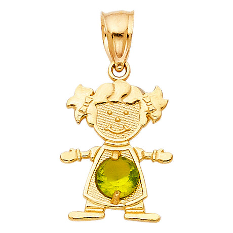 14K Yellow Gold Girl Birthstone Pendant