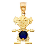 14K Yellow Gold Girl Birthstone Pendant