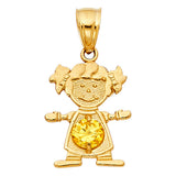 14K Yellow Gold Girl Birthstone Pendant