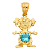 14K Yellow Gold Girl Birthstone Pendant
