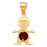 14K Yellow Gold Boy Birthstone Pendant