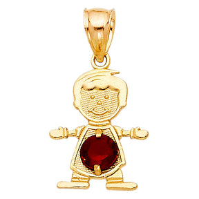 14K Yellow Gold Boy Birthstone Pendant – Birthstone January
