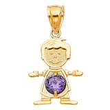 14K Yellow Gold Boy Birthstone Pendant