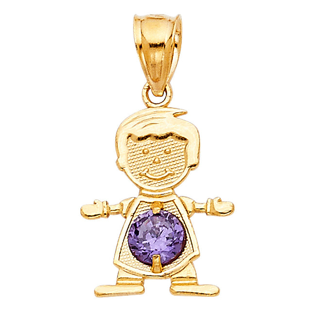 14K Yellow Gold Boy Birthstone Pendant