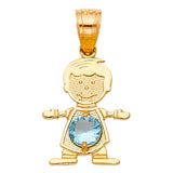 14K Yellow Gold Boy Birthstone Pendant