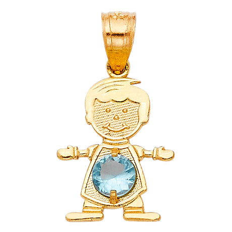 14K Yellow Gold Boy Birthstone Pendant