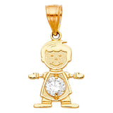 14K Yellow Gold Boy Birthstone Pendant