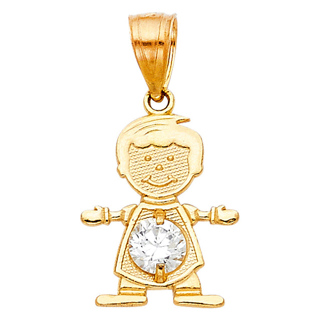 14K Yellow Gold Boy Birthstone Pendant