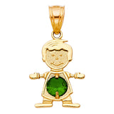 14K Yellow Gold Boy Birthstone Pendant