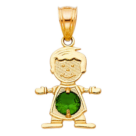 14K Yellow Gold Boy Birthstone Pendant