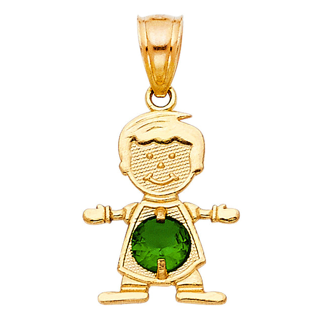 14K Yellow Gold Boy Birthstone Pendant