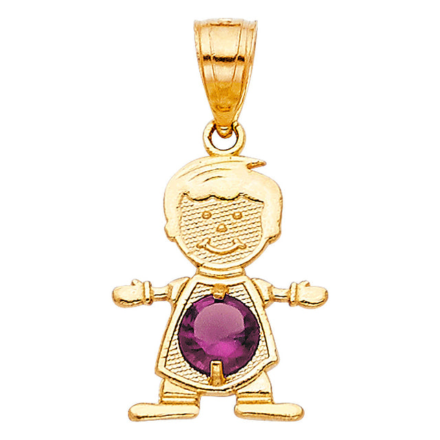 14K Yellow Gold Boy Birthstone Pendant