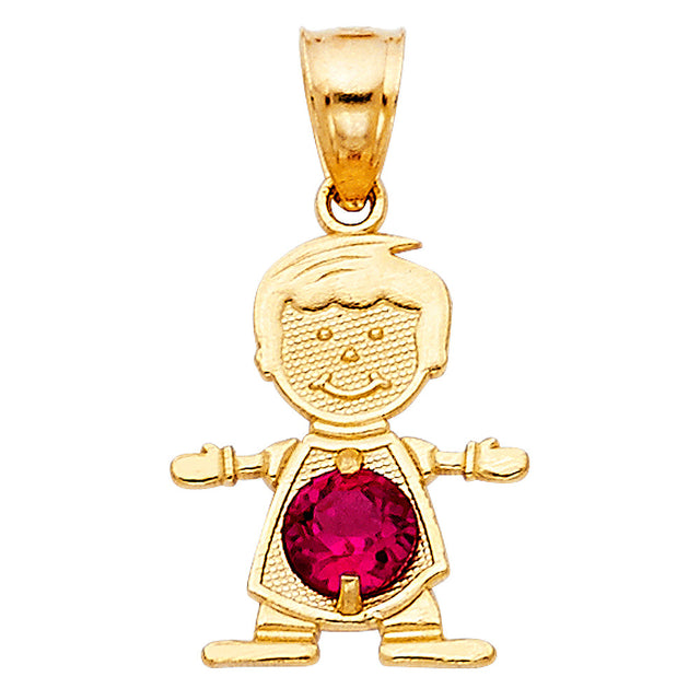 14K Yellow Gold Boy Birthstone Pendant