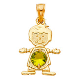 14K Yellow Gold Boy Birthstone Pendant
