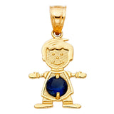 14K Yellow Gold Boy Birthstone Pendant