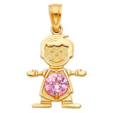14K Yellow Gold Boy Birthstone Pendant