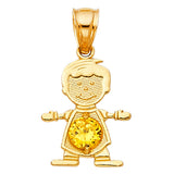 14K Yellow Gold Boy Birthstone Pendant
