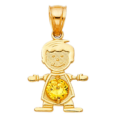 14K Yellow Gold Boy Birthstone Pendant
