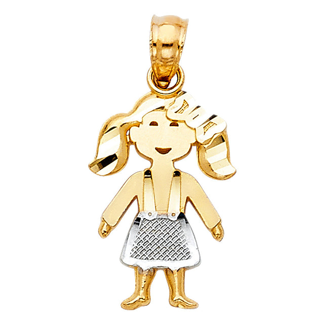 14K Two-Tone Gold Baby Girl Pendant