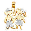 14K Two-Tone Gold Boy & Girl Pendant